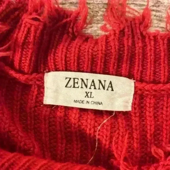 Zenana women’s red fringed‎ sweater size Xlg - Picture 3 of 3